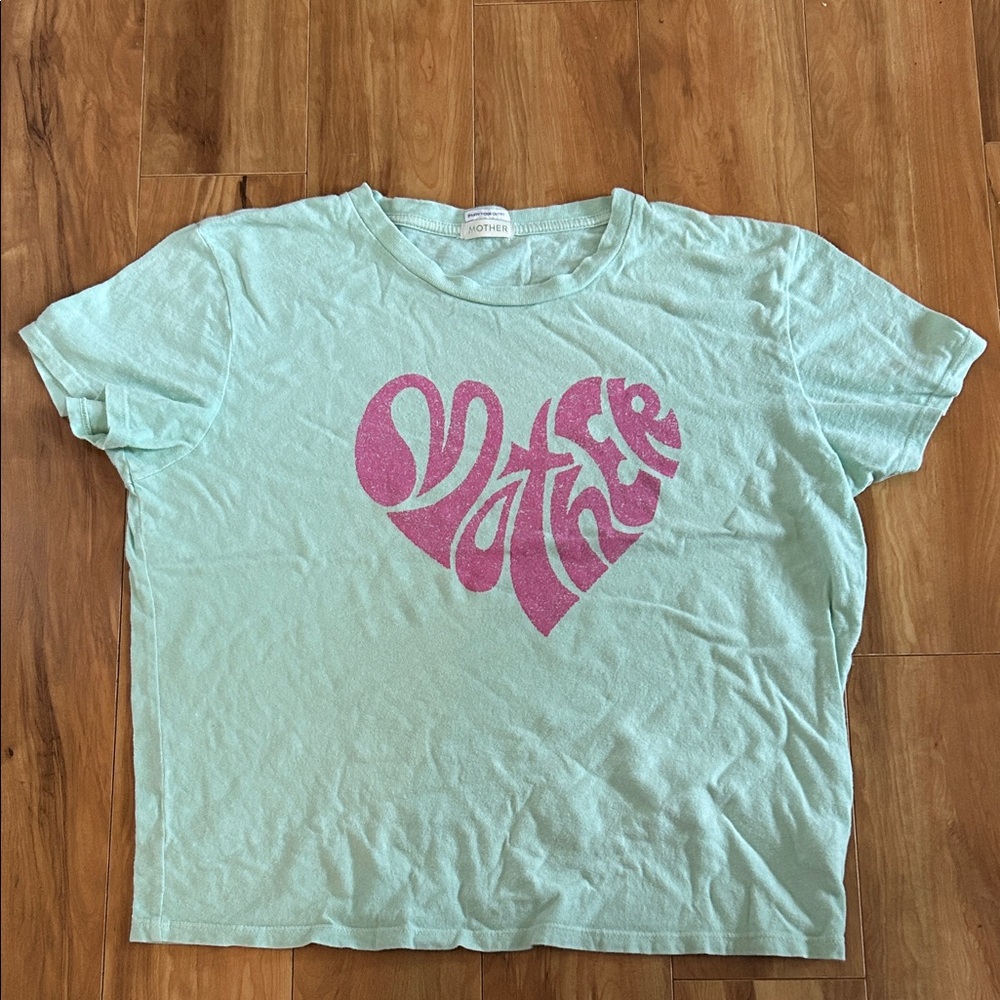 MOTHER mint green heart design tee